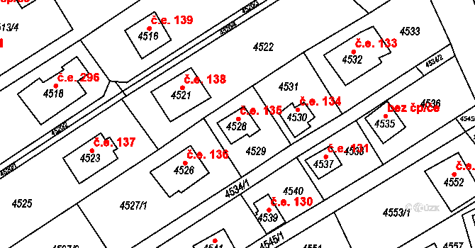 Černošice 135 na parcele st. 4528 v KÚ Černošice, Katastrální mapa