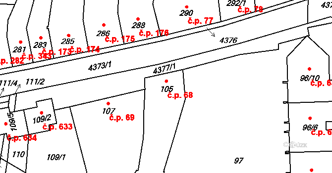 Veselí nad Lužnicí I 68, Veselí nad Lužnicí na parcele st. 105 v KÚ Veselí nad Lužnicí, Katastrální mapa