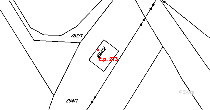 Přerov VII-Čekyně 273, Přerov na parcele st. 894/2 v KÚ Čekyně, Katastrální mapa