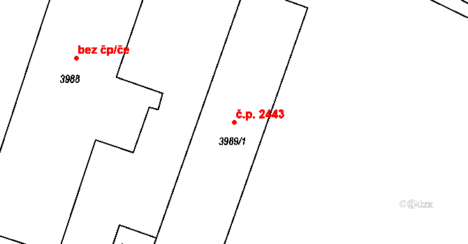 Zábřeh 2443 na parcele st. 3989/1 v KÚ Zábřeh na Moravě, Katastrální mapa