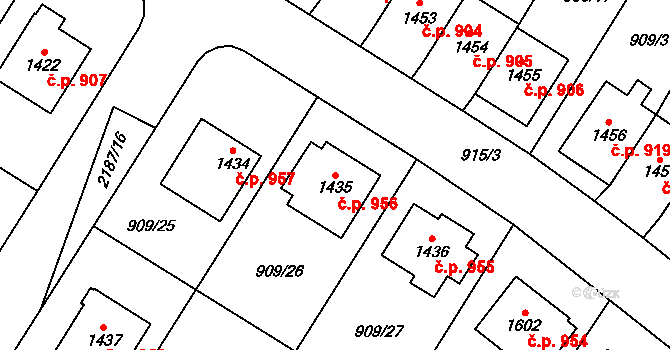 Blatná 956 na parcele st. 1435 v KÚ Blatná, Katastrální mapa