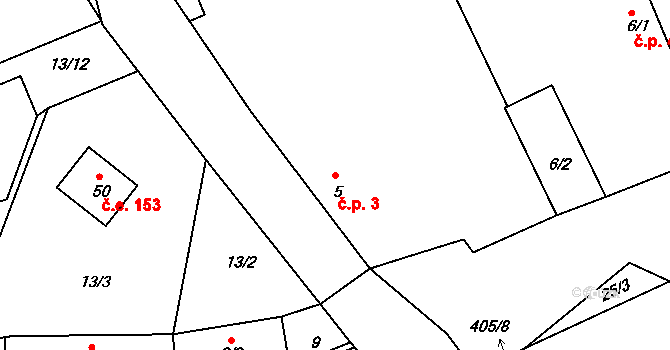 Třebobuz 3, Líšťany na parcele st. 5 v KÚ Třebobuz, Katastrální mapa