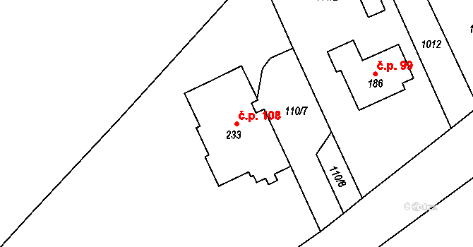 Lipovka 108, Rychnov nad Kněžnou na parcele st. 233 v KÚ Lipovka u Rychnova nad Kněžnou, Katastrální mapa