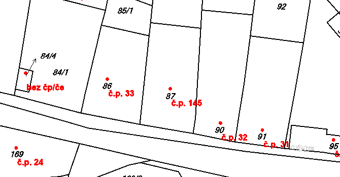 Dolní Věstonice 145 na parcele st. 87 v KÚ Dolní Věstonice, Katastrální mapa
