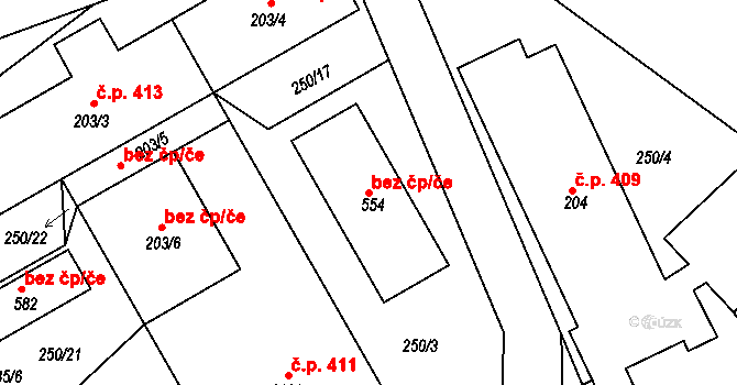 Řečany nad Labem 99390400 na parcele st. 554 v KÚ Řečany nad Labem, Katastrální mapa
