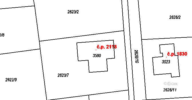 Lysá nad Labem 2118 na parcele st. 3580 v KÚ Lysá nad Labem, Katastrální mapa