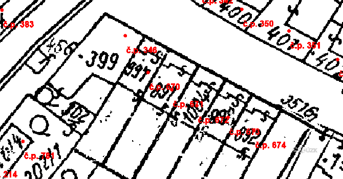 Tvrdonice 671 na parcele st. 891 v KÚ Tvrdonice, Katastrální mapa