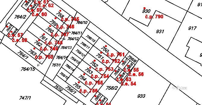 Moravský Krumlov 752 na parcele st. 751 v KÚ Moravský Krumlov, Katastrální mapa