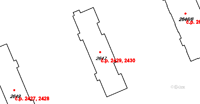 Přerov I-Město 2429,2430, Přerov na parcele st. 2647 v KÚ Přerov, Katastrální mapa