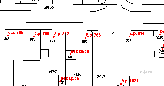 Lipník nad Bečvou I-Město 786, Lipník nad Bečvou na parcele st. 866 v KÚ Lipník nad Bečvou, Katastrální mapa