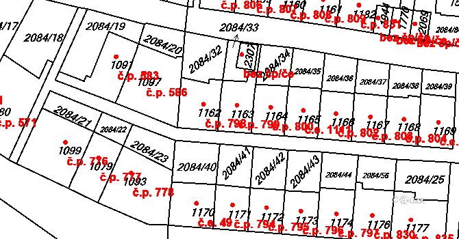 Jáchymov 799 na parcele st. 1163 v KÚ Jáchymov, Katastrální mapa