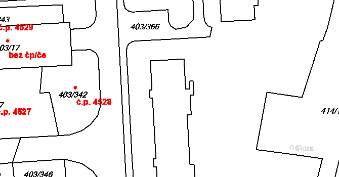 Mšeno nad Nisou 3934,3935,3936,3937, Jablonec nad Nisou na parcele st. 422/9 v KÚ Mšeno nad Nisou, Katastrální mapa