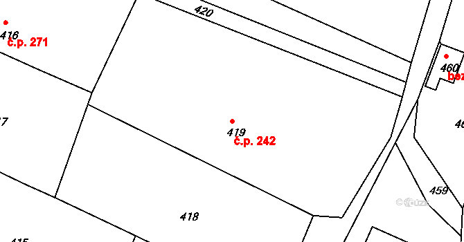 Žandov 242 na parcele st. 419 v KÚ Žandov u České Lípy, Katastrální mapa