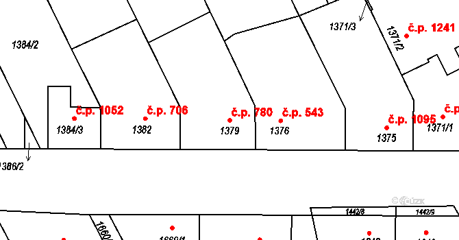 Rohatec 780 na parcele st. 1379 v KÚ Rohatec, Katastrální mapa