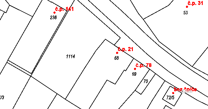 Rostěnice 21, Rostěnice-Zvonovice na parcele st. 68 v KÚ Rostěnice, Katastrální mapa