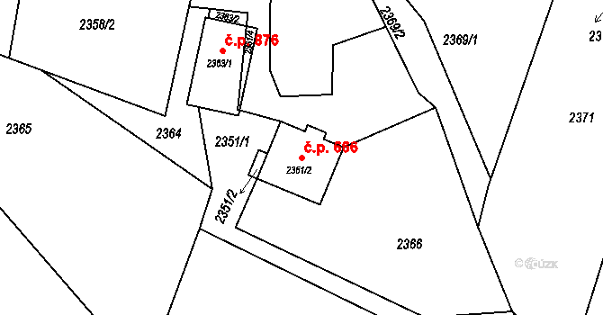 Horní Těrlicko 666, Těrlicko na parcele st. 2361/2 v KÚ Horní Těrlicko, Katastrální mapa