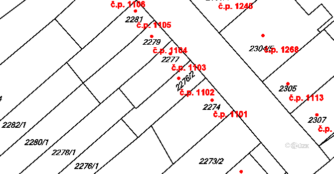 Mikulov 1102 na parcele st. 2276/2 v KÚ Mikulov na Moravě, Katastrální mapa