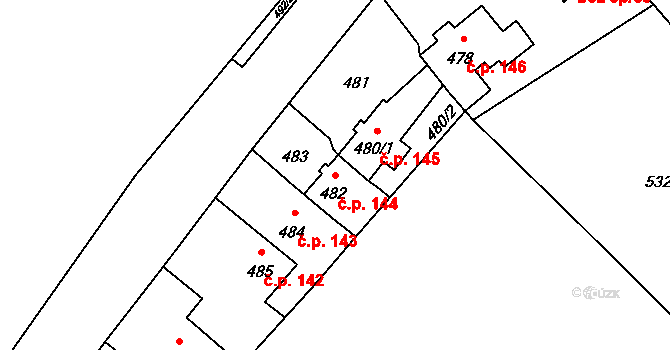 Poříčí 144, Boršov nad Vltavou na parcele st. 482 v KÚ Boršov nad Vltavou, Katastrální mapa