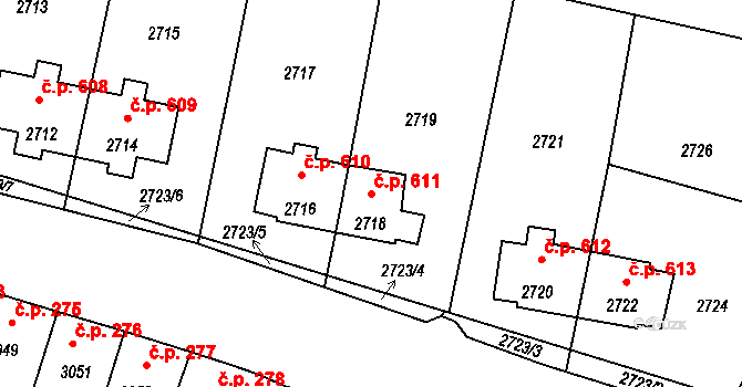 Mimoň I 611, Mimoň na parcele st. 2718 v KÚ Mimoň, Katastrální mapa