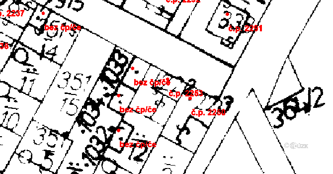 Podlusky 2253, Roudnice nad Labem na parcele st. 222 v KÚ Podlusky, Katastrální mapa