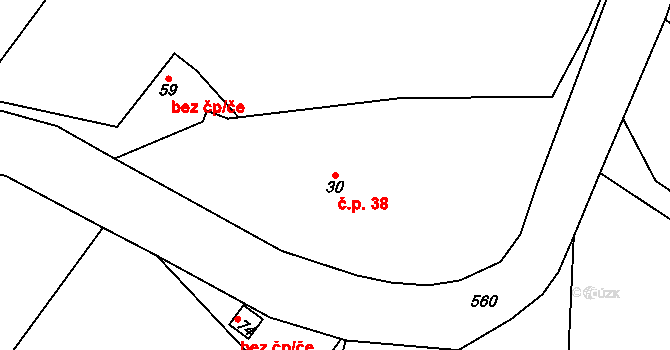 Skuřina 38, Markvartice na parcele st. 30 v KÚ Skuřina, Katastrální mapa