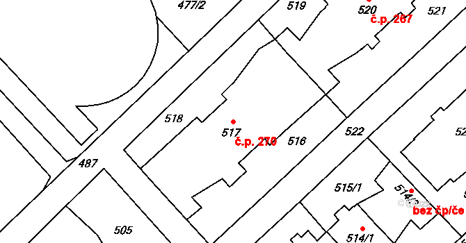 Poruba 270, Orlová na parcele st. 517 v KÚ Poruba u Orlové, Katastrální mapa