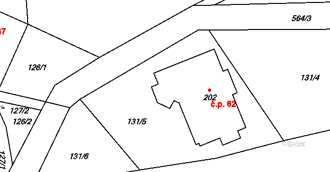 Blata 62, Zámostí-Blata na parcele st. 202 v KÚ Zámostí, Katastrální mapa