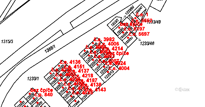 Bukov 4214, Ústí nad Labem na parcele st. 1233/7 v KÚ Bukov, Katastrální mapa