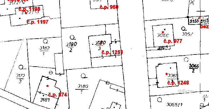 Poděbrady III 1251, Poděbrady na parcele st. 3180/3 v KÚ Poděbrady, Katastrální mapa