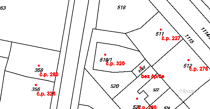 Starý Bohumín 320, Bohumín na parcele st. 519/1 v KÚ Starý Bohumín, Katastrální mapa