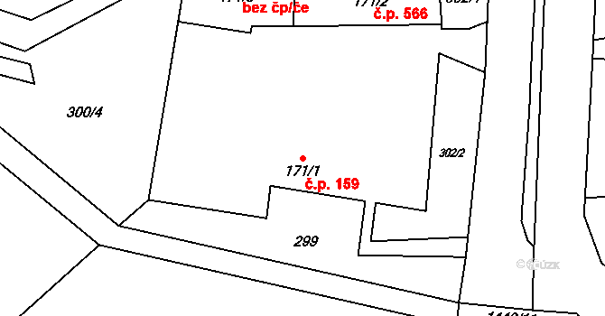 Lány 159, Svitavy na parcele st. 171/1 v KÚ Čtyřicet Lánů, Katastrální mapa