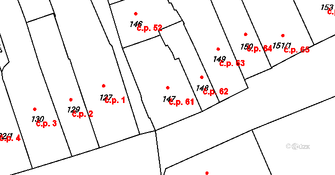 Pelhřimov 61 na parcele st. 147 v KÚ Pelhřimov, Katastrální mapa