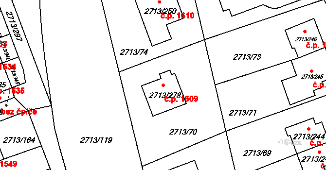 Pelhřimov 1609 na parcele st. 2713/278 v KÚ Pelhřimov, Katastrální mapa