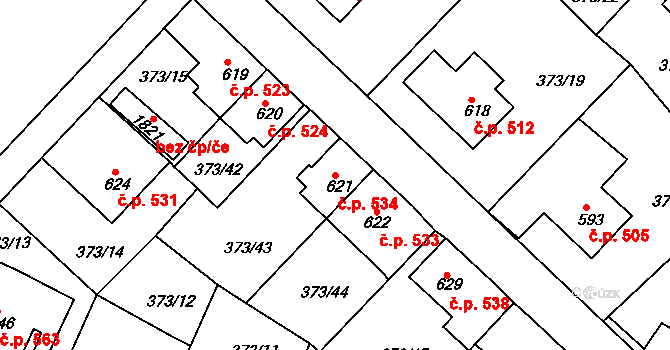 Hostinné 534 na parcele st. 621 v KÚ Hostinné, Katastrální mapa