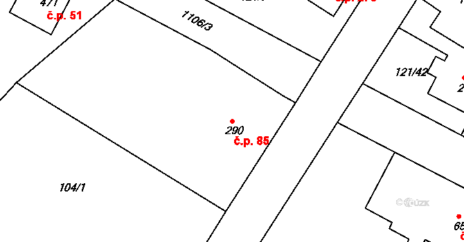 Staňkov II 85, Staňkov na parcele st. 290 v KÚ Staňkov-ves, Katastrální mapa