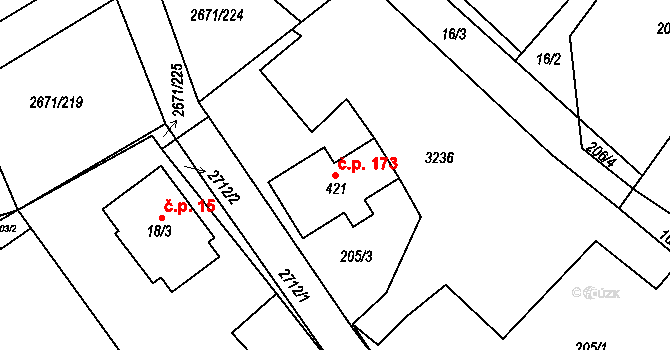 Černilov 173 na parcele st. 421 v KÚ Černilov, Katastrální mapa