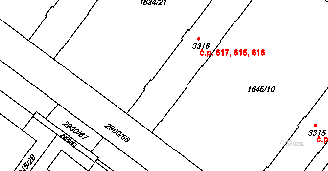 Kolín IV 615,616,617, Kolín na parcele st. 3316 v KÚ Kolín, Katastrální mapa