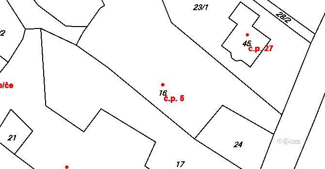 Rohozno 5, Janovice nad Úhlavou na parcele st. 16 v KÚ Rohozno, Katastrální mapa