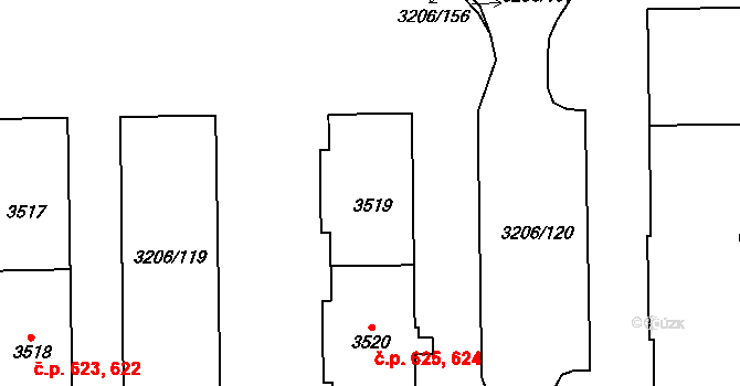 Klatovy IV 624,625, Klatovy na parcele st. 3519 v KÚ Klatovy, Katastrální mapa