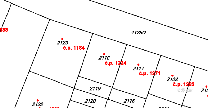 Vinohrady 1224, Praha na parcele st. 2118 v KÚ Vinohrady, Katastrální mapa
