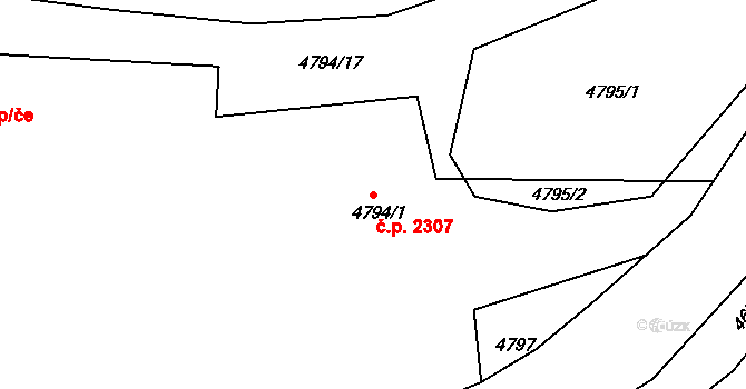 Dejvice 2307, Praha na parcele st. 4794/1 v KÚ Dejvice, Katastrální mapa