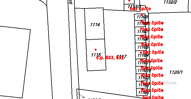 Sedlčany 532,533 na parcele st. 1114 v KÚ Sedlčany, Katastrální mapa