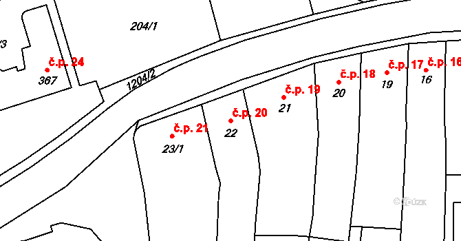 Pilníkov 20 na parcele st. 22 v KÚ Pilníkov I, Katastrální mapa