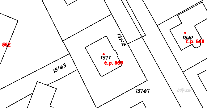Buchlovice 566 na parcele st. 1511 v KÚ Buchlovice, Katastrální mapa