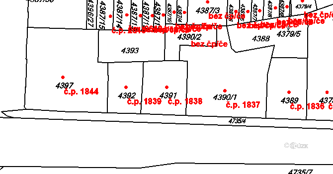 České Budějovice 3 1838, České Budějovice na parcele st. 4391 v KÚ České Budějovice 3, Katastrální mapa