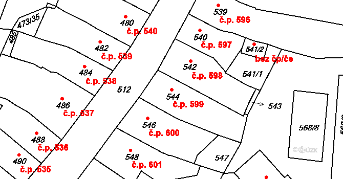 Česká Lípa 599 na parcele st. 544 v KÚ Česká Lípa, Katastrální mapa