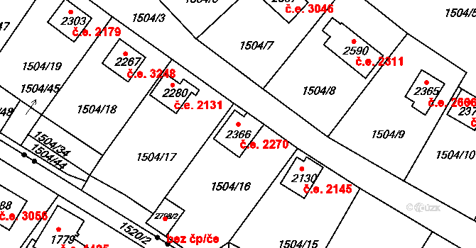 Litice 2270, Plzeň na parcele st. 2366 v KÚ Valcha, Katastrální mapa