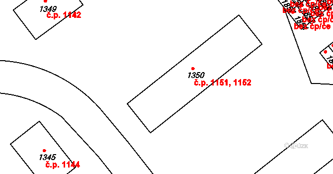 Ústí nad Orlicí 1151,1152 na parcele st. 1350 v KÚ Ústí nad Orlicí, Katastrální mapa