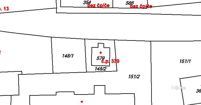 Čechtice 339 na parcele st. 579 v KÚ Čechtice, Katastrální mapa