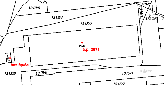 Rožnov pod Radhoštěm 2671 na parcele st. 2340 v KÚ Rožnov pod Radhoštěm, Katastrální mapa